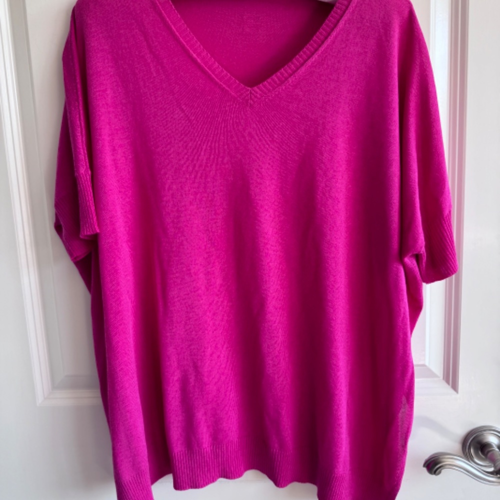 Soul by Marina Rinaldi L Large or M Medium pink top short sleeve v-neck top